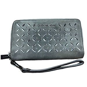 MICHAEL KORS: Leather & Suede Zip-Up Wallet